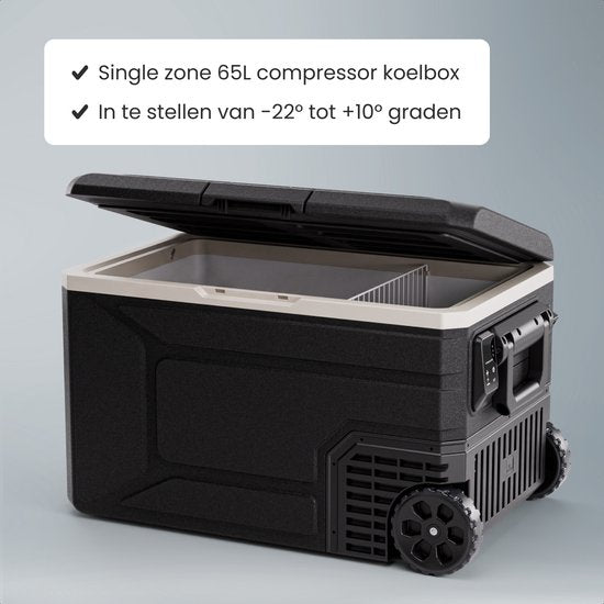 Glacière électrique Auronic - Compresseur - 64 L - 12 V et 240 volts - Réfrigérateur de camping - Glacière de voiture - Avec roulettes et poignée - Noir