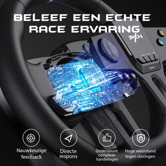 PXN - V900 Gen 2 - Volant de course - Avec pédales et palettes - 270 / 900° - Volant de jeu - Compatible avec PS4 - PC - PS3 - Switch - Xbox Series X/S