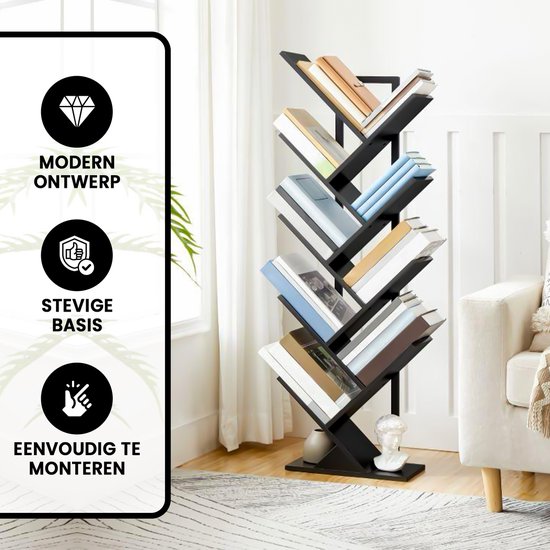 Bayt Bookcase - Bibliothèque - Bois industriel - Noir - 116x20x34 cm