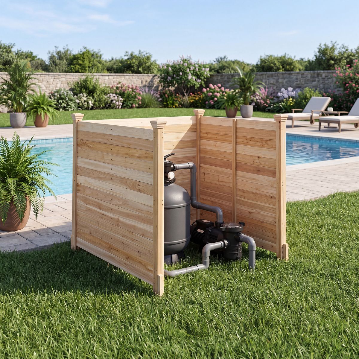 Clôture de jardin Coast - 3 panneaux - Bois de pin - Naturel - 119 x 119 x 115,5 cm