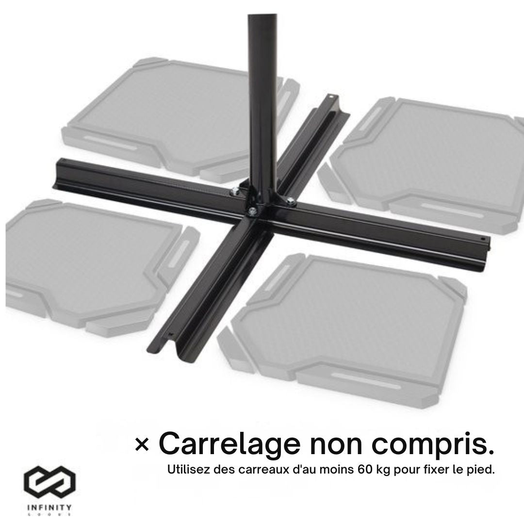 Parasol Infinity Goods - 300CM -Pied en croix inclus - Étanche - Pivotant et inclinable - Hauteur réglable - Anthracite - Gris