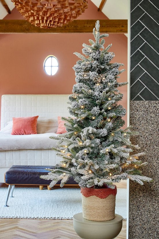 Black Box Trees Sapin de Noël artificiel Grimshaw avec neige H120 x P60 cm - Sapin artificiel en pot - Sapin de Noël artificiel d'intérieur - 206 branches - Vert