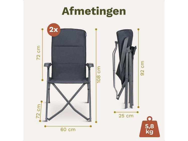TRVLMORE Chaise de camping - Luxe Soft - Pliable - Réglable - Gris
