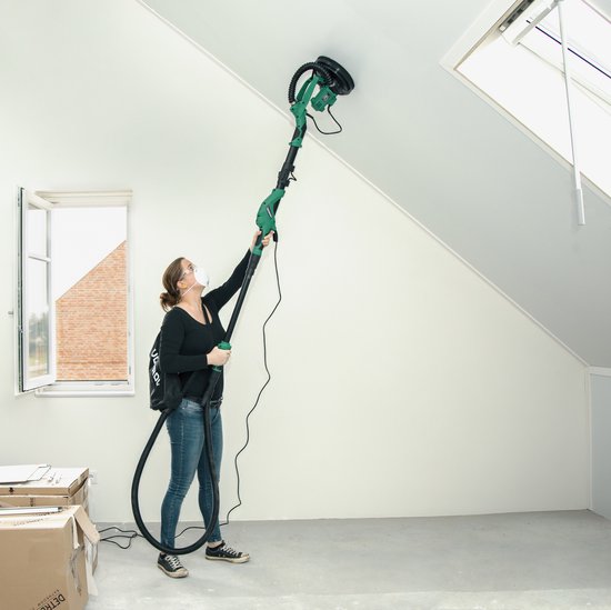VONROC Ponceuse de plafond télescopique - 1050W - Ø225MM - Idéale pour les plafonds et les murs