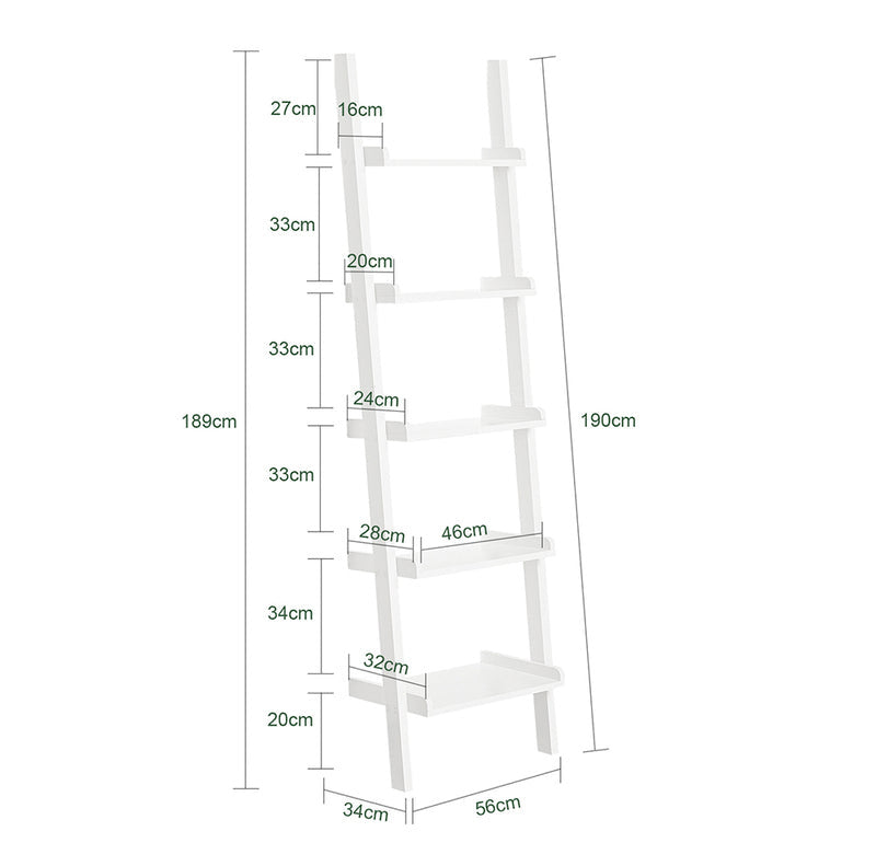 SoBuy FRG17-W Bibliothèque - 5 étagères - Blanc - 189 x 56 x 32,5