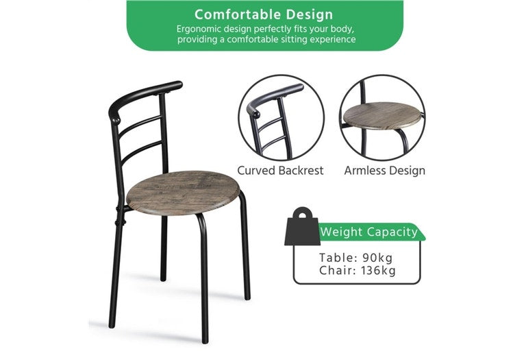 Ensemble de bistrot Yaheetech 3 pièces - Table 80 x 53 x 74,5 cm - 2 chaises - Compartiment de rangement - Noir