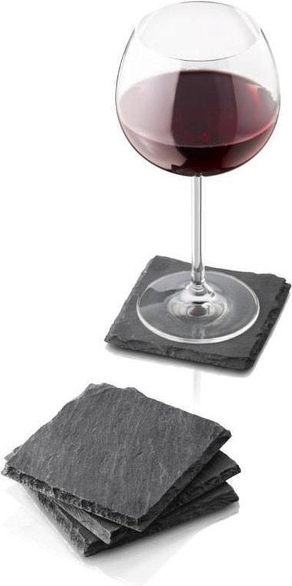 Boska Sous-verres Ardoise - Lot de quatre - Sous-verres en ardoise - 100 x 100 x 6 mm - Idées cadeaux pour hommes - Idées cadeaux pour femmes - Idées cadeaux pour maman - Idées cadeaux pour hommes - Ustensiles de cuisine - Accessoires de cuisine - Garanti