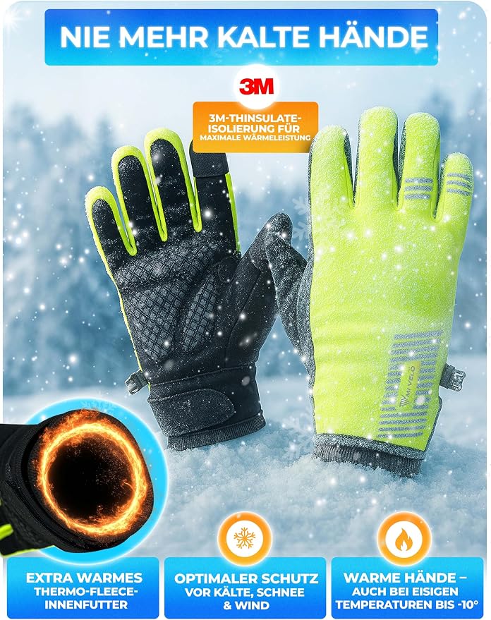 Gants d'hiver MIVELO – 3M Thinsulate – Imperméables et coupe-vent – Compatibles avec les écrans tactiles