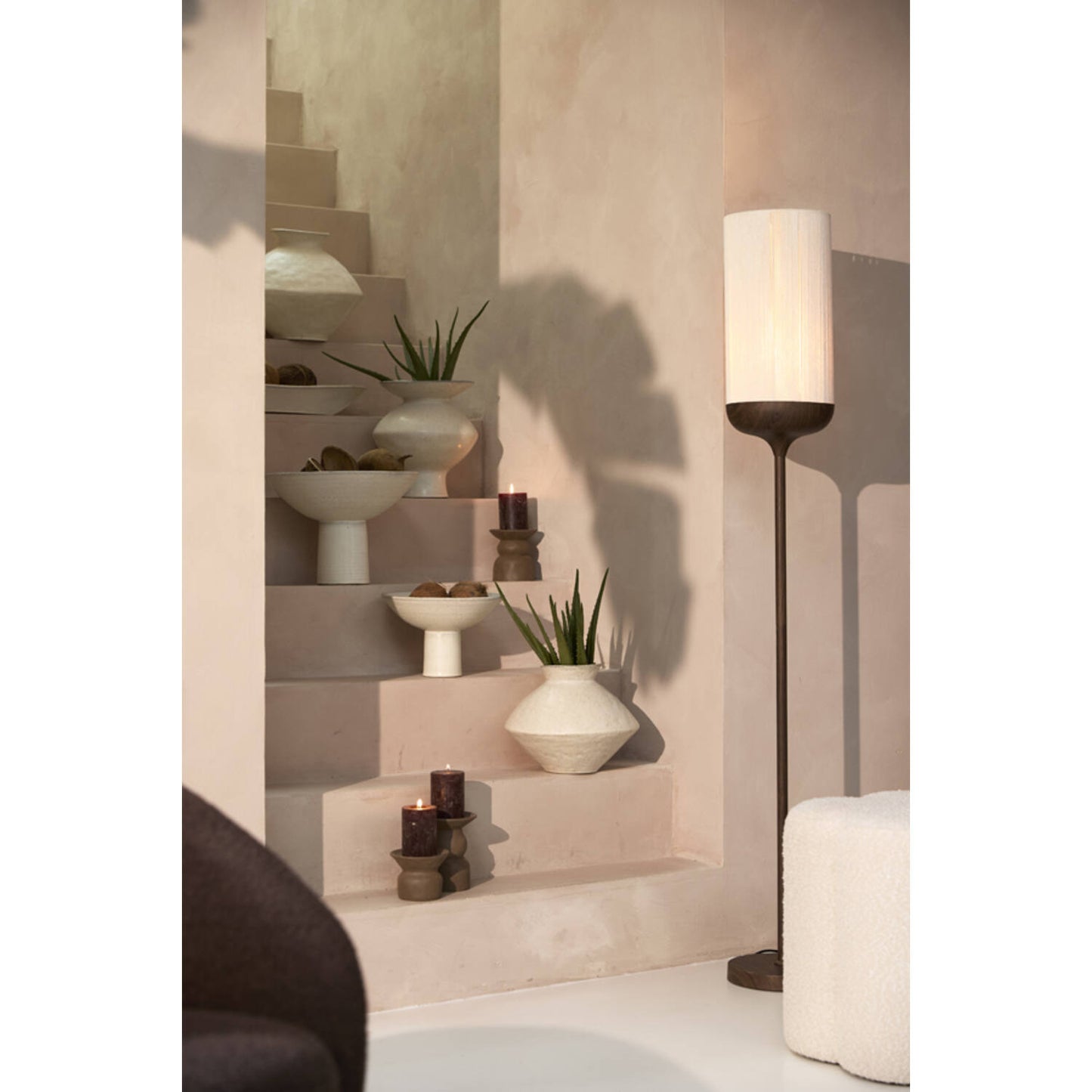 Lampadaire Light & Living Dania - Motif bois - Ø 23 x 159 cm - Marron