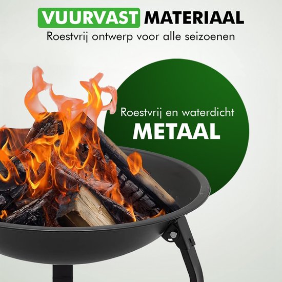 Brûle-parfum Travelhawk - Brûle-parfum d'extérieur portable et pliable - Brasero barbecue - Avec pare-étincelles - Charbon ou bois - Diamètre de 55 cm - Couvercle, sac de rangement, tisonnier et grille de cuisson inclus