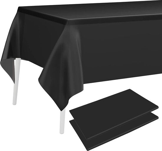 Partizzle 2x Nappe en plastique jetable - Décorations d'anniversaire - Décoration de fête d'Halloween - Noël Mariage - Noir - 274 x 137 cm