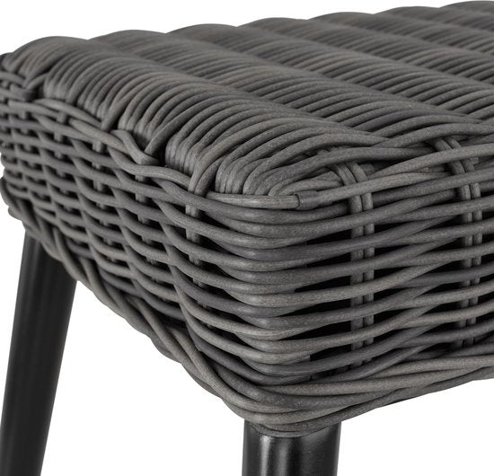 tectake - Fauteuil à bascule en osier Rovigo avec pouf Vibo - gris - poly-rattan