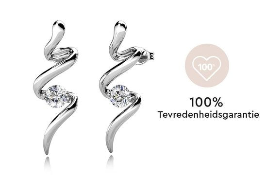 Yolora Boucles d'oreilles pour dames avec cristaux Kalpa Camaka - Couleur argentée - Plaqué or blanc 18K - Boucles d'oreilles