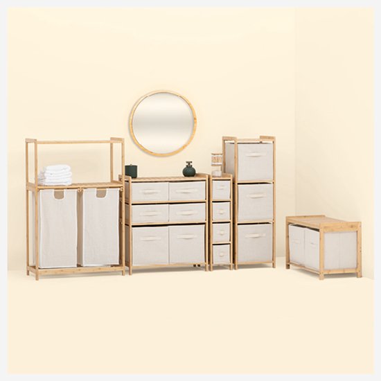 Étagère en bambou pour panier à linge
