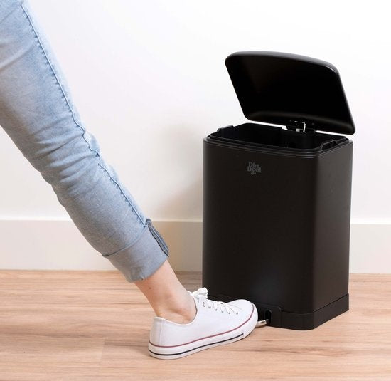 Dirt Devil Pedal bin 12 litres - Poubelle de salle de bain - acier inoxydable - Noir