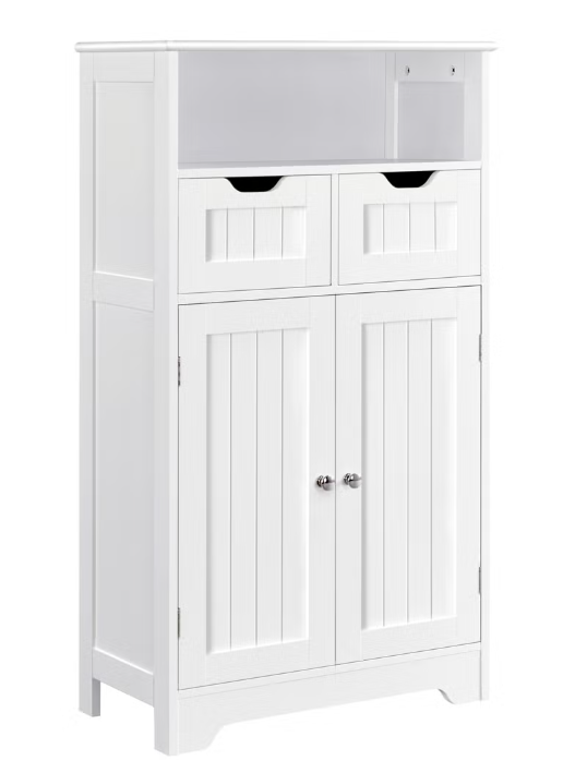 Armoire de salle de bains Yaheetech avec étagère réglable - Blanche - 60 x 30 x 104,5 cm