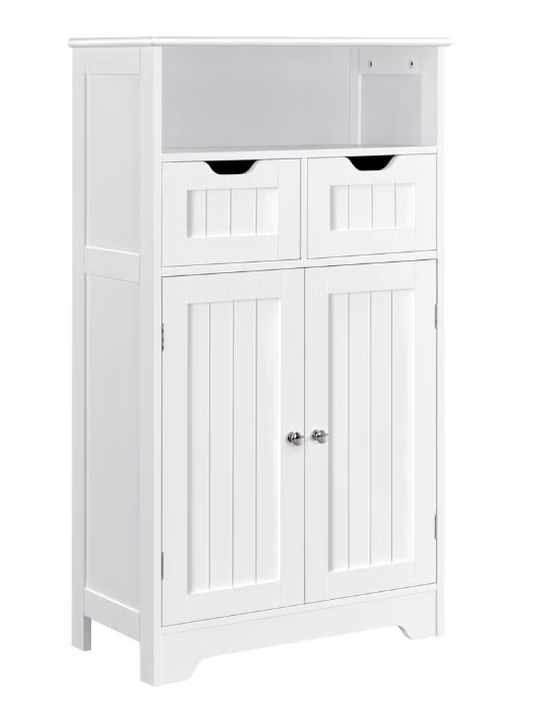 Armoire de salle de bains Yaheetech avec étagère réglable - Blanche - 60 x 30 x 104,5 cm