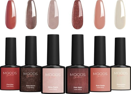 Vernis Semi Permanent Moods Gellac 6-Piece Set - Vernis à ongles en gel - 8ML - Love Story - Gellac - Nails - Gel Polish Starter Pack - Chic Colours