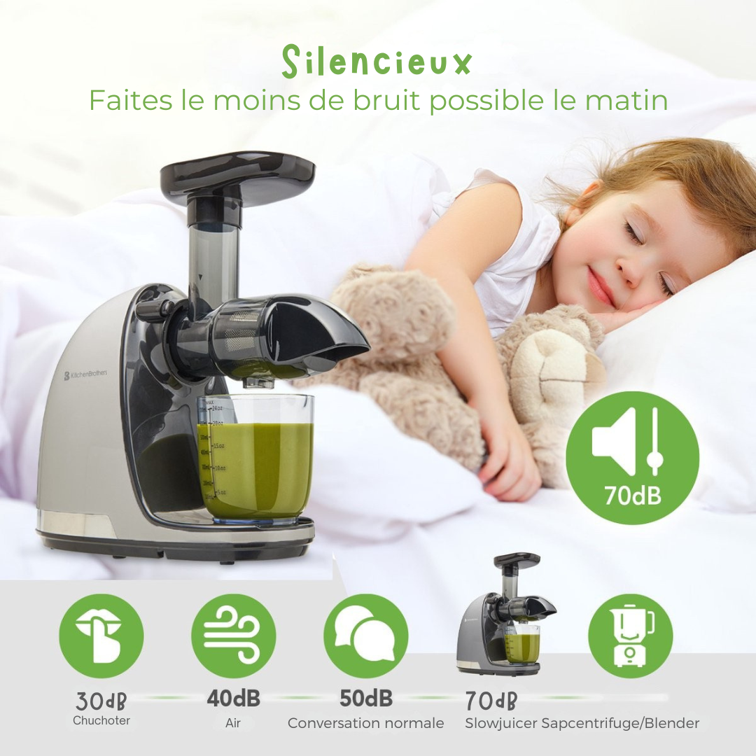 Slowjuicer KitchenBrothers - avec réservoir à pulpe - 700ml - Beige