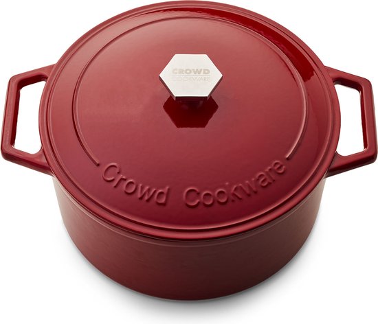 The Tasman Dutch Oven et Grill - Cocotte - Fonte recyclée - avec couvercle traditionnel et couvercle grill - Ø 29 cm – Rouge