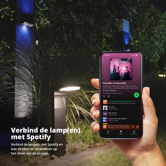 FlinQ Gaia - Lumière solaire intelligente pour le jardin - Lumière solaire pour le jardin - Puissance solaire - Lumière blanche et colorée - Détecteur de mouvement - Lot de 2 - Noir