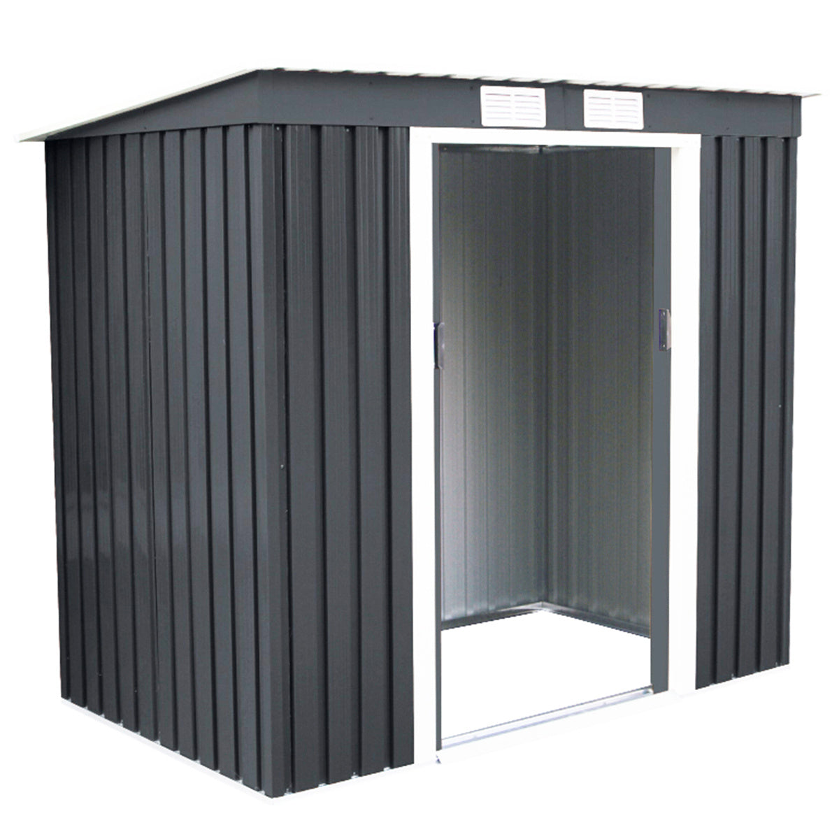 Coast Metal Equipment House Garden Equipment Shed including Foundation Pent Roof 213 x 130 x 173 cm dark grey