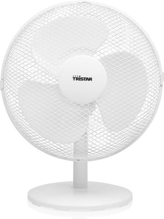 Ventilateur de table Tristar 30 cm – 3 vitesses – Oscillation à 85° – Débit d'air réglable – VE-5724 – Blanc