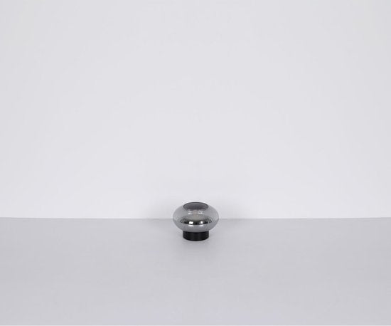 Plafonnier SHAUN ø18 cm E27 noir mat 1 lampe fumé