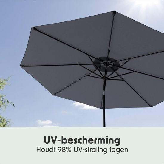 LifeGoods Parasol - Jardin - Ø300 cm - 30° inclinable - Imperméable - UPF50+ - Gris foncé