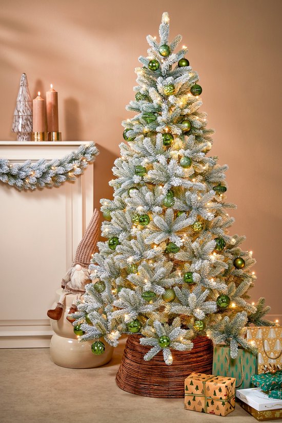 Black Box Trees Nagoya Artificial Christmas Tree with Warm White LED Lights - H210 x Ø115 cm - Green Frosted