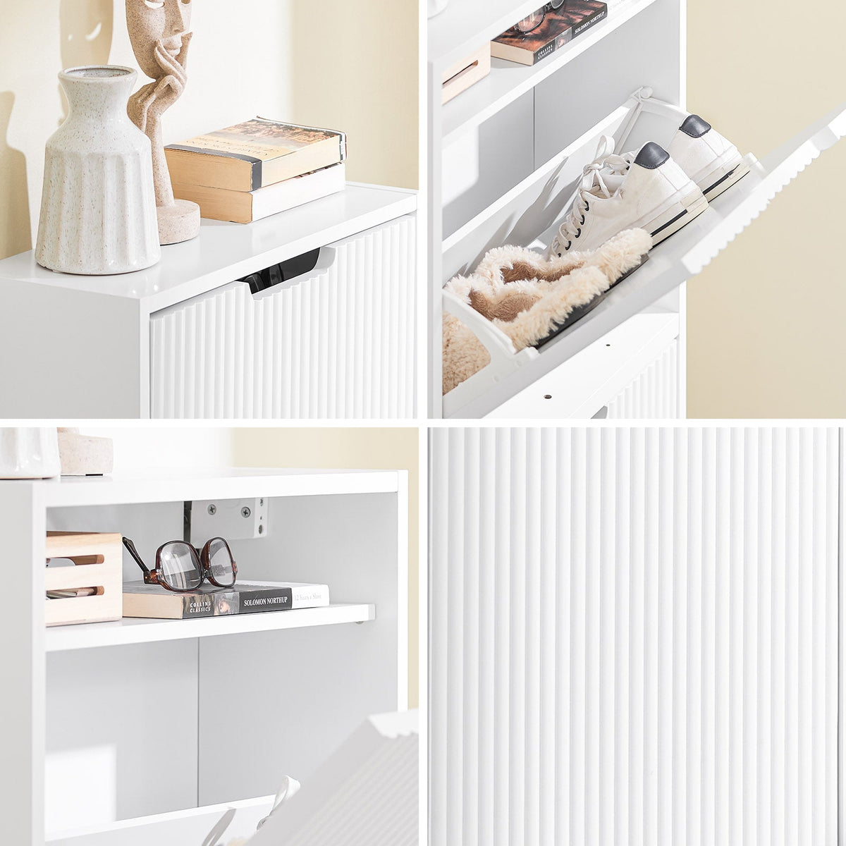 sobuy meuble à chaussures - 50 × 19 × 100 cm - blanc - ultra-mince & flexible à assembler