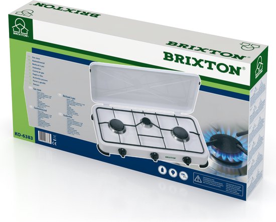 Réchaud de camping Campart KO-6383 - Réchauds de camping à 3 feux – Réchaud à gaz avec brûleur en acier inoxydable - Blanc