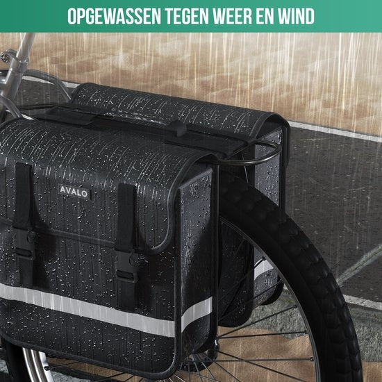 Avalo Panniers Double Waterproof - Pannier Bag 30 Liter - Black - With Reflectors - Panniers Electric Bikes