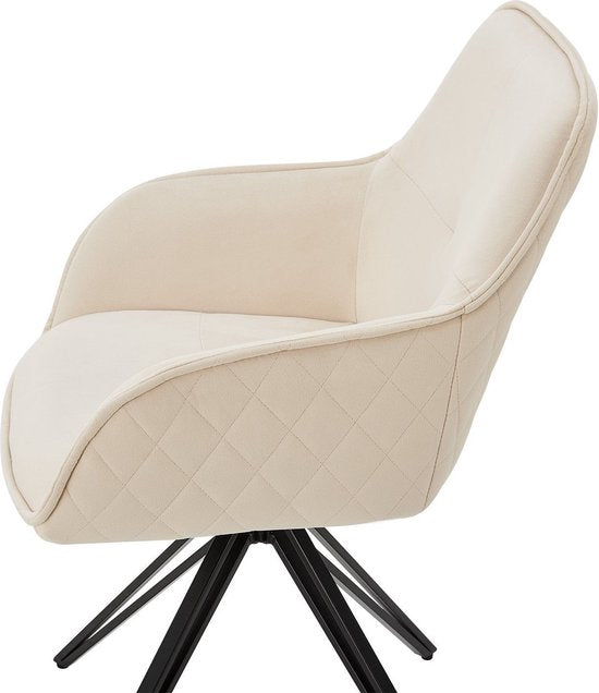 Chaise de salle à manger / Chaise pivotante / Chaise baquet Clyde - Beige - Base en métal