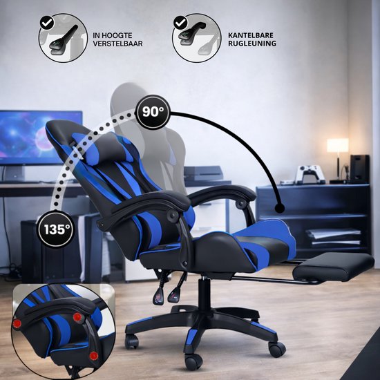 Bayt Gaming chair - Chaise gaming - Chaise gamer confort - Noir et bleu foncé