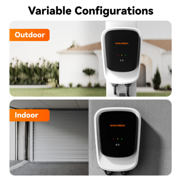 Borne de recharge Wolfbox AE07 Type 2 - 7 kW - 32 A - Commande via application - RFID