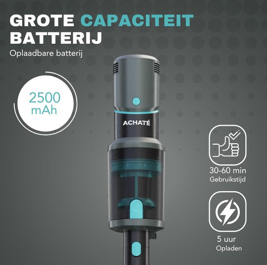 Aspirateur balai - Achaté - Sans fil - 4 accessoires - Affichage LED - Dépoussiéreur
