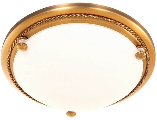 Plafonnier Steinhauer Belleron 2785BR bronze, Ø 29 cm, avec 2 douilles E27, en verre et métal, design classique pour usage intérieur