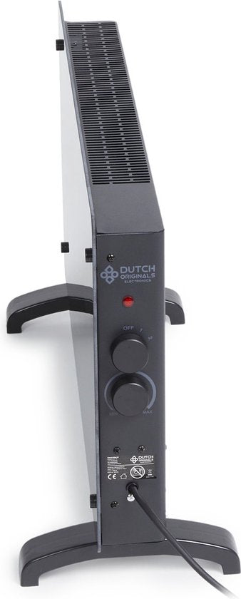 Dutch Originals - Convecteur - 2000 W - Noir - Minuterie réglable - 2 niveaux de chaleur - Verre trempé - 42,5 x 24 x 77 cm