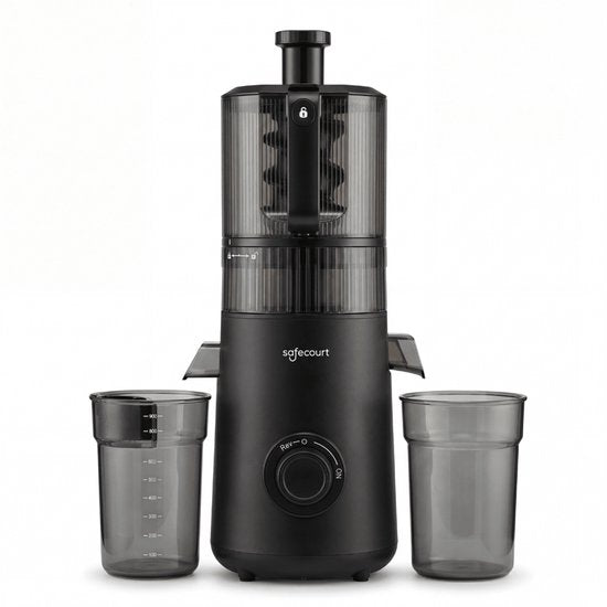 Safecourt Kitchen Slow Juicer XXL - moteur puissant [Technologie de pré-coupe et de pression à froid] - nettoyage facile - sans BPA - presse-agrumes Noir