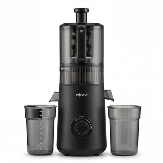 Safecourt Kitchen Slow Juicer XXL - moteur puissant [Technologie de pré-coupe et de pression à froid] - nettoyage facile - sans BPA - presse-agrumes Noir