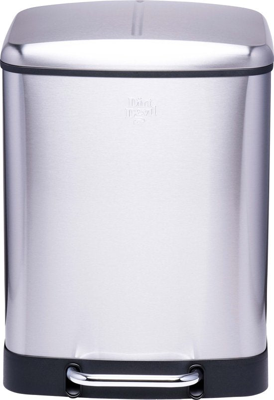 Dirt Devil Poubelle à pédale 12 litres - Poubelle salle de bain - Inox - Argent