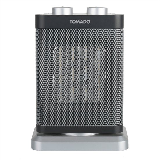 Tomado THC1502B - Radiateur céramique - 24m² - 1500 watts - Oscillant - Noir/gris