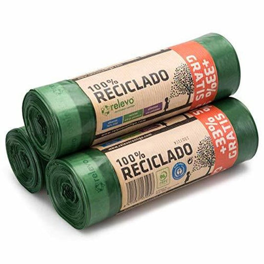 Relevo Sacs poubelles 100% recyclés, extra résistants, 30 litres, 60 sacs poubelles - 3-pack