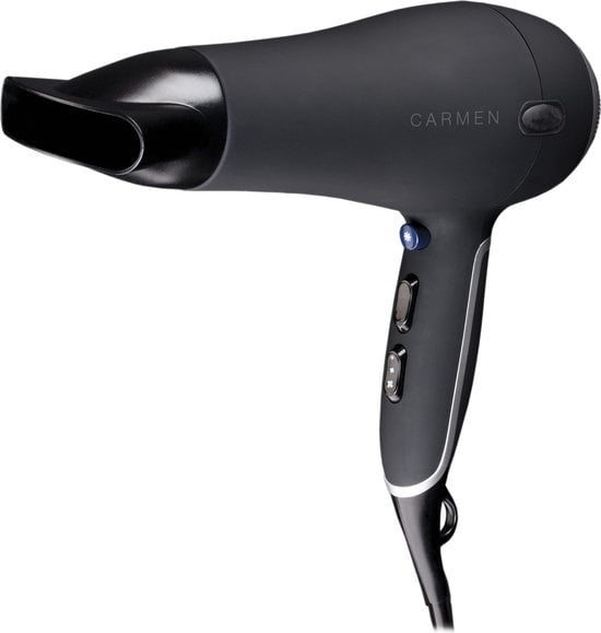 Carmen HD2195 - Sèche-cheveux - 2000 Watts - Coolshot - Cordon de 2,5 mètres - Buse soufflante et diffuseur - Noir