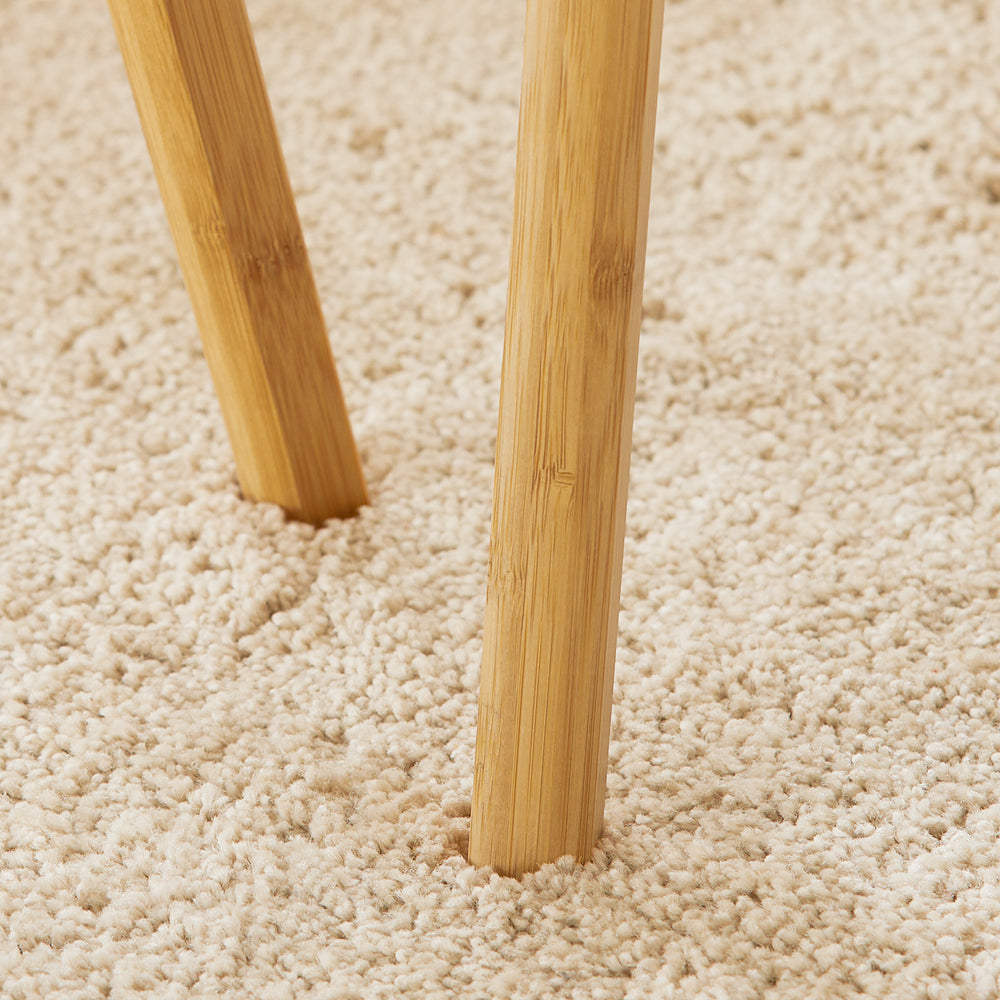 Lot de 2 petites tables avec étagères, table basse, table de salon, petite table, bambou, blanc/naturel