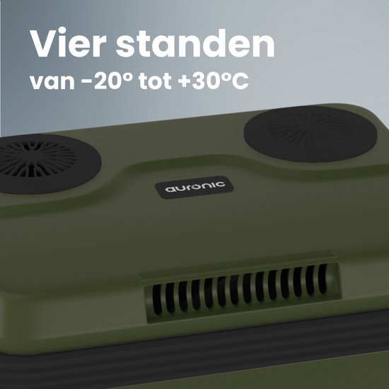 Auronic Coolbox électrique 12V et 230V - 25L - Réfrigérateur de camping - Voiture - Refroidissement et chauffage - Frigobox - Vert
