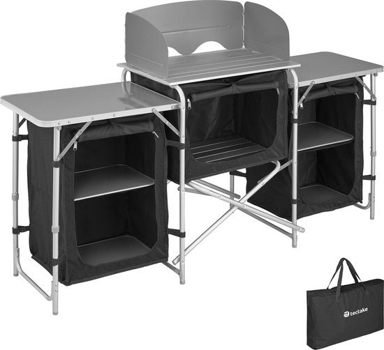 Tectake - cuisine de camping dim. 172 x 52 x 104cm noir - 403344
