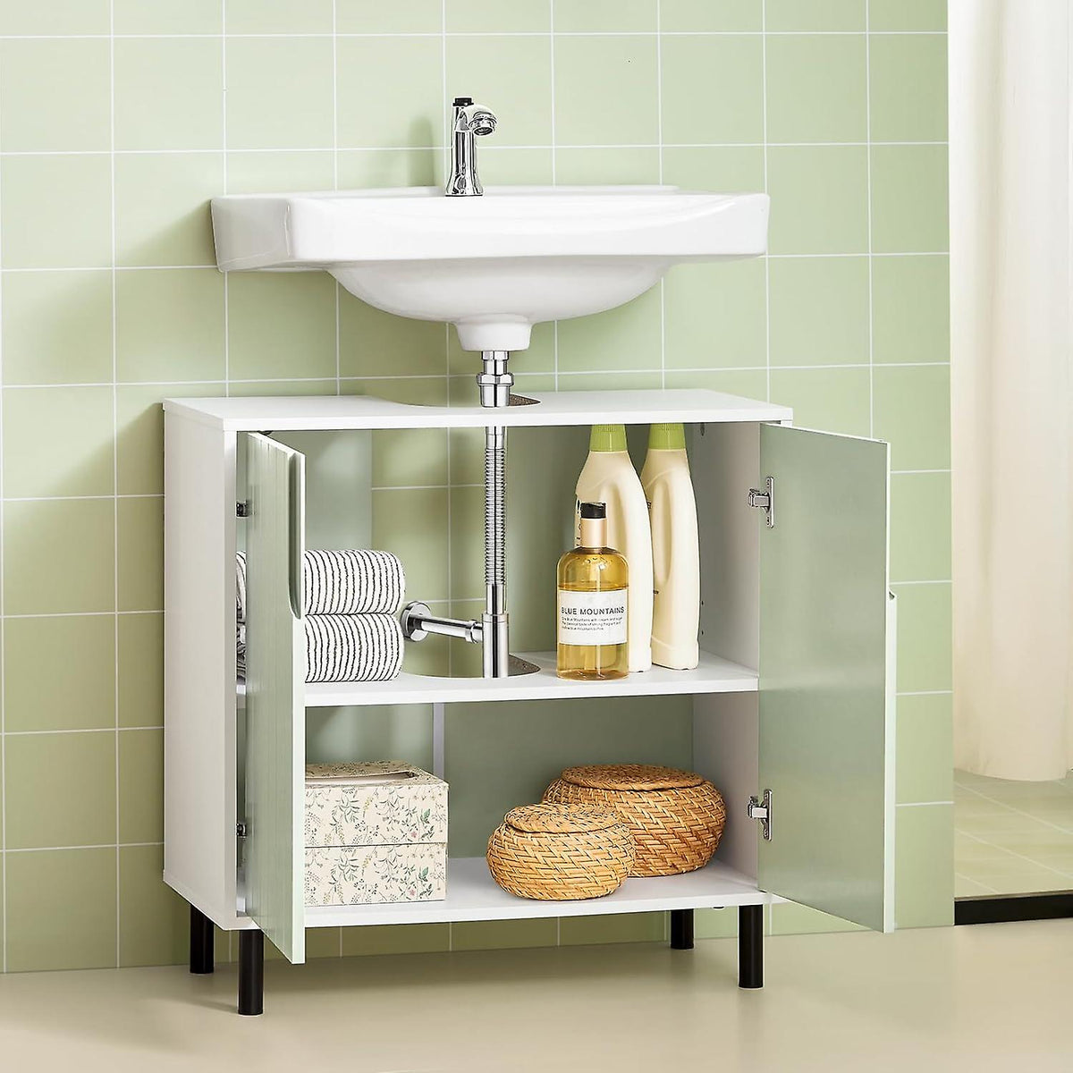 SoBuy - Meuble bas - Frais et Moderne - 60 x 30 x 60 cm - Blanc et Vert Clair