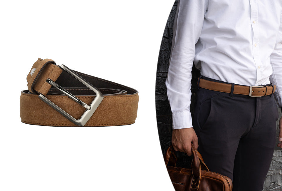 Ceinture en cuir Milanoro Homme 115 cm - Cognac - Classique et intemporel
